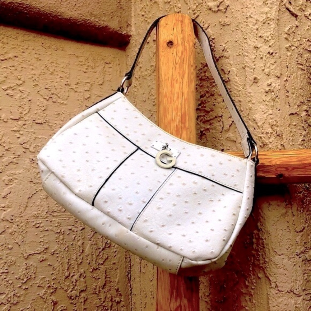 *Guess* Ivory Ostrich Print Bag